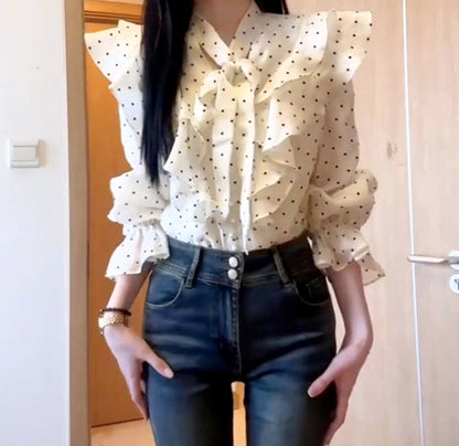 Snow Whisper Knit ~vol.36~ （フレンチ水玉ブラウス）