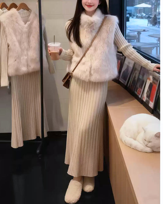 Snow Whisper Knit ~vol.2~（ファーベスト+ニットワンピース